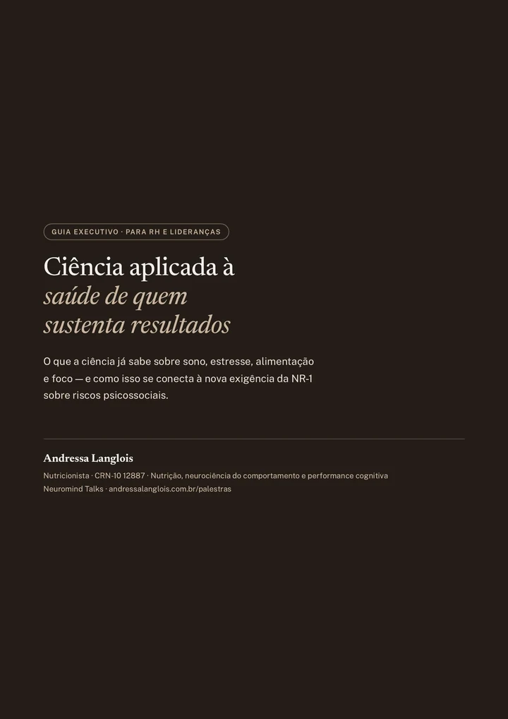 Capa do guia executivo — Ciência aplicada à saúde de quem sustenta resultados