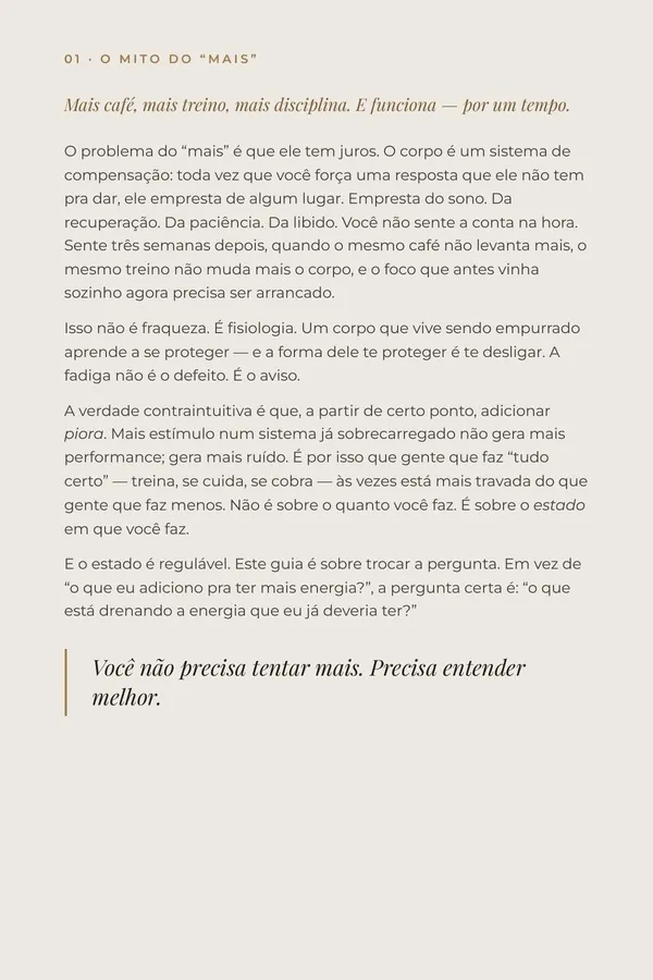 Página interna de Performance começa no sistema nervoso