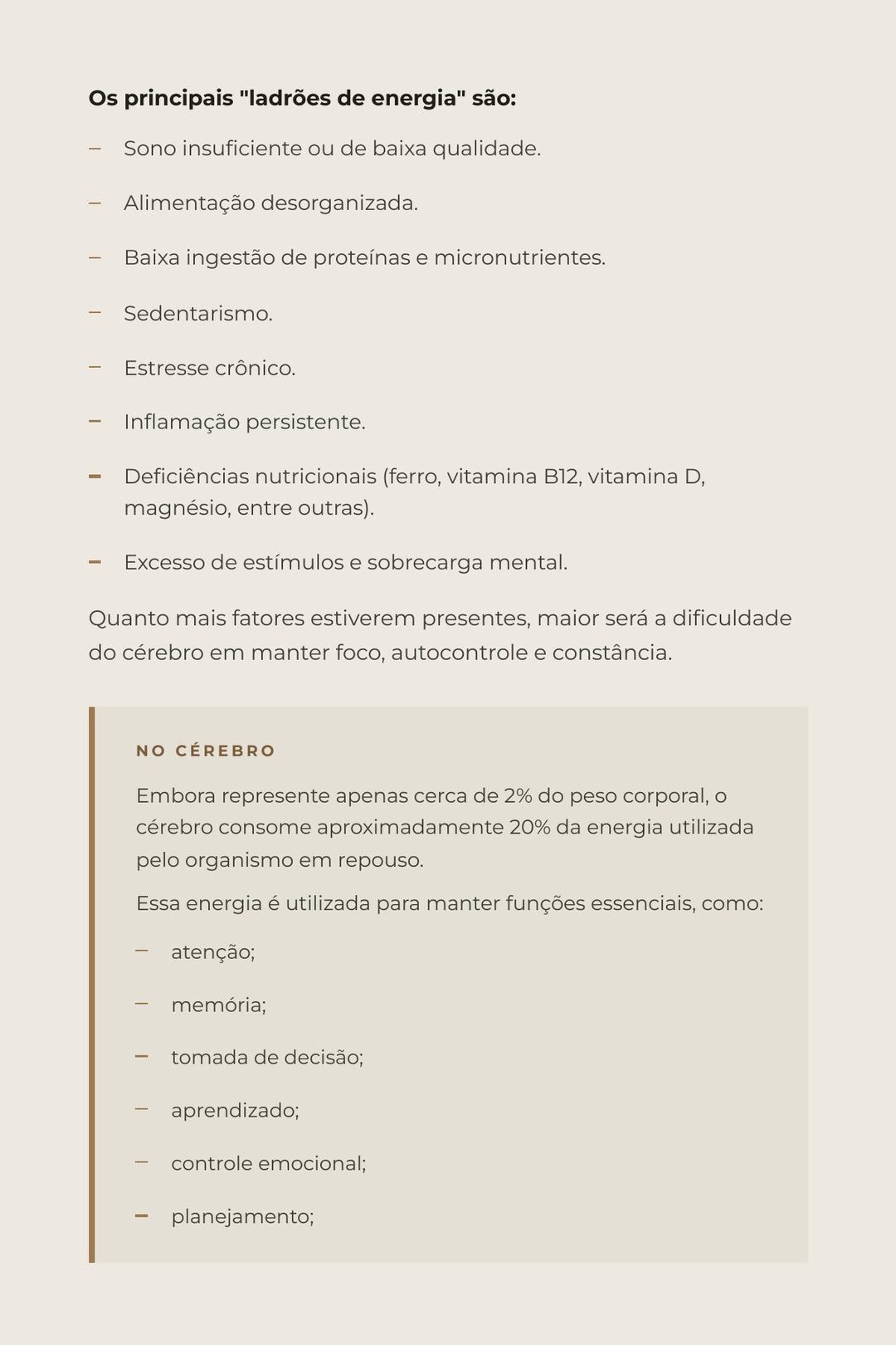 Página interna de Os 8 Pilares da Performance Cognitiva